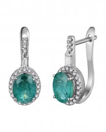 OVAL EMERALD DIAMOND EARRINGS (TE2172)