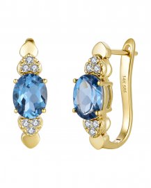 OVAL SHAPE LONDON BLUE TOPAZ DIAMOND EARRINGS (TE2177)