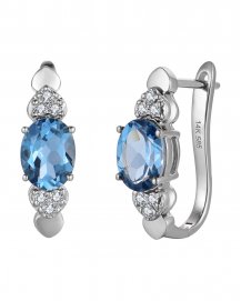 OVAL SHAPE LONDON BLUE TOPAZ DIAMOND EARRINGS (TE2177)