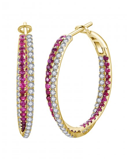 CRISS CROSS STYLE RUBY DIAMOND HOOPS (TE2221)