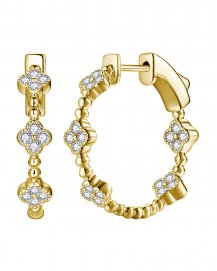 CLOVER STYLE INSIDE OUTSIDE DIAMOND HOOPS (TE2261)