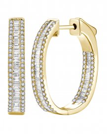 INSIDE OUTSIDE BAGUETTE DIAMOND HOOPS (TE2272)