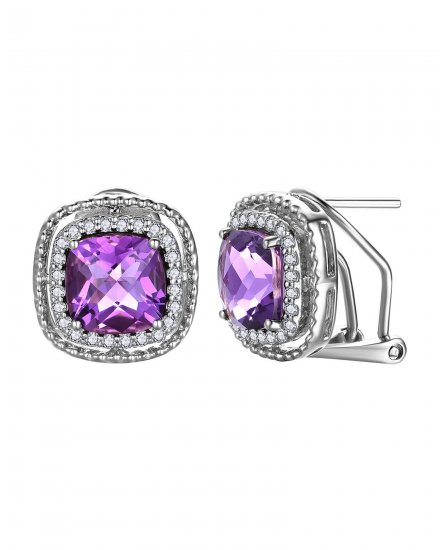 CUSHION AMETHYST DIAMOND OMEGA BACK (TE2283)