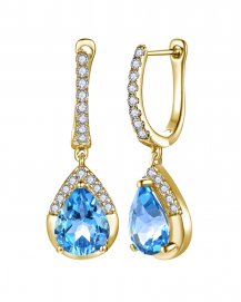 PEAR SWISS BLUE TOPAZ DIAMOND DANGLING (TE2285)