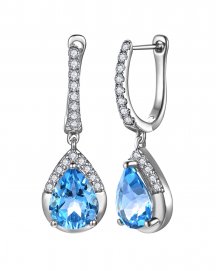 PEAR SWISS BLUE TOPAZ DIAMOND DANGLING (TE2285)