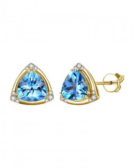 TRIANGLE SHAPE LONDON BLUE TOPAZ DIAMOND STUDS (TE2286)
