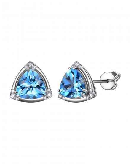 TRIANGLE SHAPE LONDON BLUE TOPAZ DIAMOND STUDS (TE2286)
