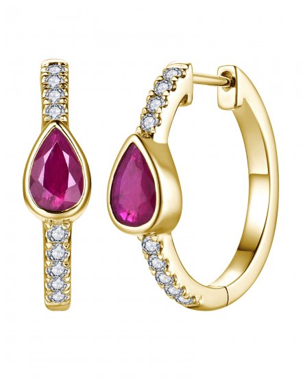 PEAR RUBY DIAMOND HOOPS (TE2299)