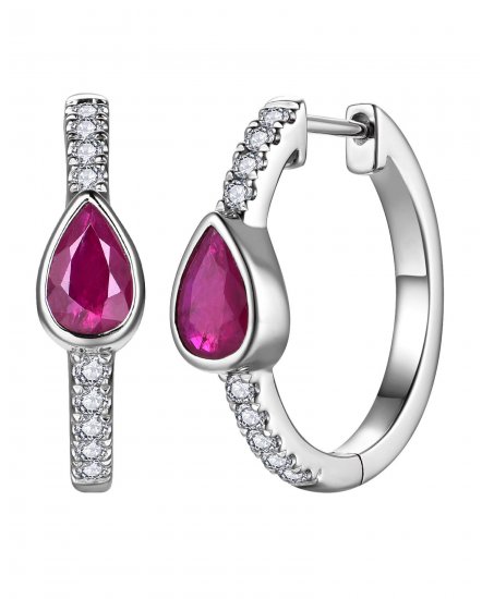 PEAR RUBY DIAMOND HOOPS (TE2299)