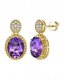 OVAL AMETHYST DIAMOND DANGLING (TE2303)