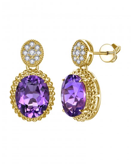 OVAL AMETHYST DIAMOND DANGLING (TE2303)