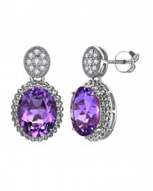 OVAL AMETHYST DIAMOND DANGLING (TE2303)