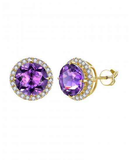 ROUND SHAPE AMETHYST DIAMOND STUDS (TE2304)