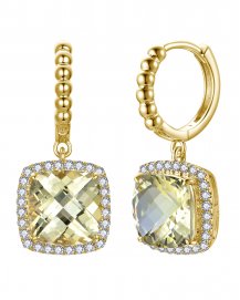CUSHION LEMON QUARTZ DIAMOND DANGLING (TE2305)