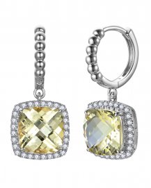CUSHION LEMON QUARTZ DIAMOND DANGLING (TE2305)