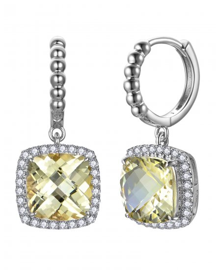 CUSHION LEMON QUARTZ DIAMOND DANGLING (TE2305)