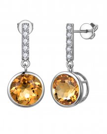 ROUND CITRINE DIAMOND DANGLING (TE2306)