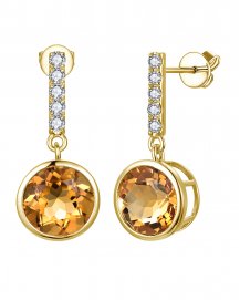 ROUND CITRINE DIAMOND DANGLING (TE2306)