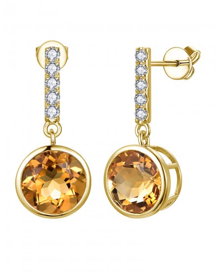 ROUND CITRINE DIAMOND DANGLING (TE2306)