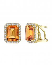 EMERALD CUT CITRINE DIAMOND OMEGA BACK (TE2310)