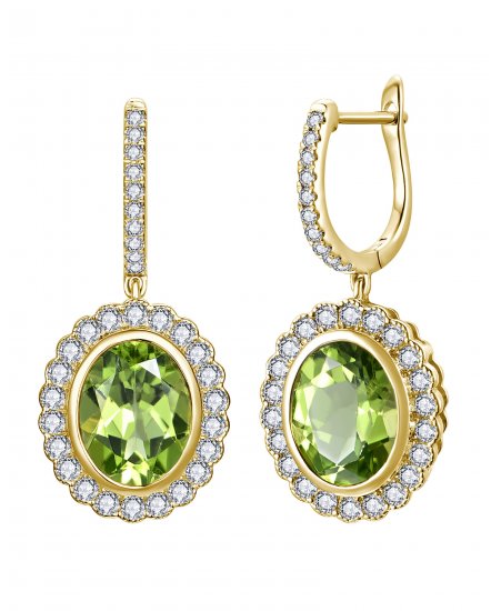 OVAL PERIDOT DIAMOND DANGLING (TE2314)
