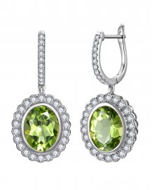 OVAL PERIDOT DIAMOND DANGLING (TE2314)