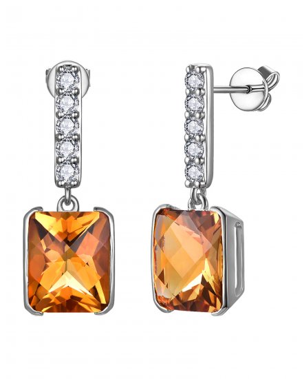 CUSHION CITRINE DIAMOND DANGLING (TE2391)