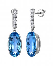 OVAL LONDON BLUE TOPAZ DIAMOND DANGLING (TE2391C)