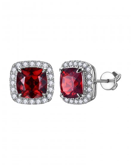 CUSHION GARNET DIAMOND STUDS (TE2392)