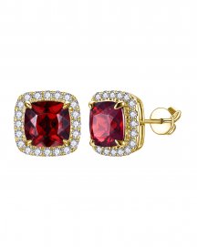 CUSHION GARNET DIAMOND STUDS (TE2392)