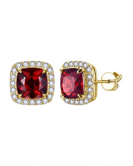 CUSHION GARNET DIAMOND STUDS (TE2392)