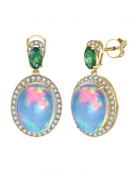 OVAL SHAPE OPAL DIAMOND DANGLING (TE2444)