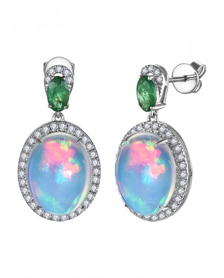 OVAL SHAPE OPAL DIAMOND DANGLING (TE2444)