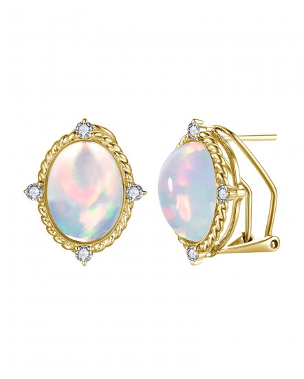 OVAL OPAL DIAMOND OMEGA BACK (TE2456)