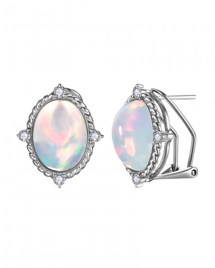OVAL OPAL DIAMOND OMEGA BACK (TE2456)