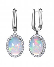 OVAL SHAPE OPAL DIAMOND DANGLING (TE2458)
