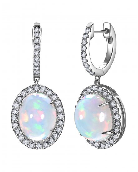 OVAL SHAPE OPAL DIAMOND DANGLING (TE2460)