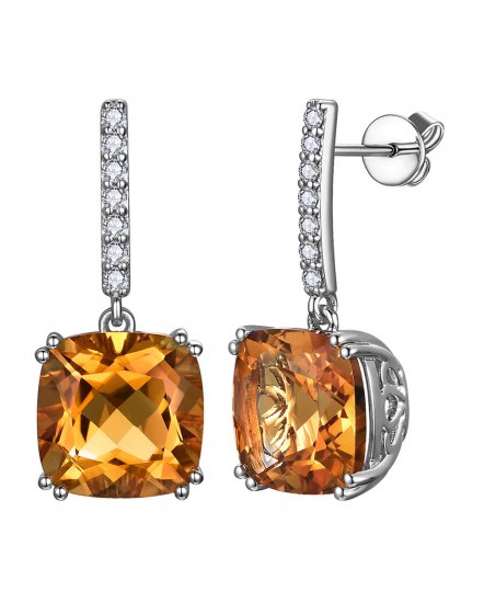 CUSHION CITRINE DIAMOND DANGLING (TE2470)