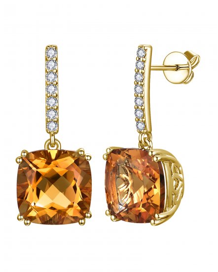 CUSHION CITRINE DIAMOND DANGLING (TE2470)