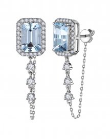CHAIN STYLE AQUAMARINE DIAMOND DANGLING (TE2486)