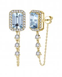 CHAIN STYLE AQUAMARINE DIAMOND DANGLING (TE2486)