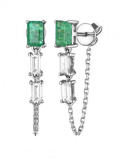 CHAIN STYLE EMERALD DIAMOND DANGLING (TE2491)