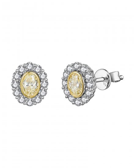 MULTI TONE OVAL DIAMOND STUDS (TE2516)