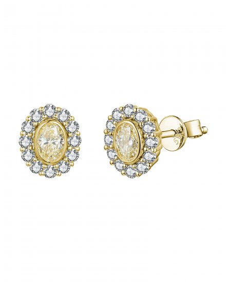 MULTI TONE OVAL DIAMOND STUDS (TE2516)