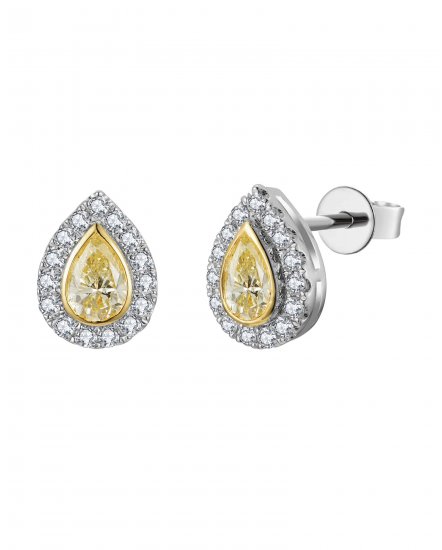 MULTI TONE PEAR DIAMOND STUDS (TE2518)