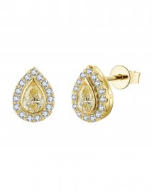 MULTI TONE PEAR DIAMOND STUDS (TE2518)