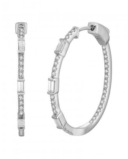 INSIDE OUTSIDE BAGUETTE DIAMOND HOOPS (TE2534)