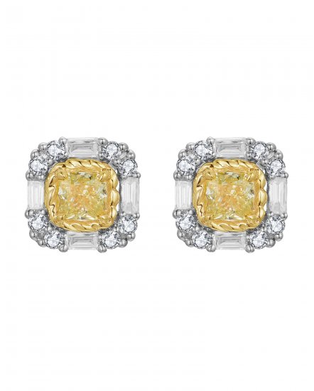 MULTI TONE CUSHION DIAMOND STUDS (TE2541)