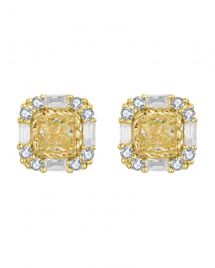 MULTI TONE CUSHION DIAMOND STUDS (TE2541)