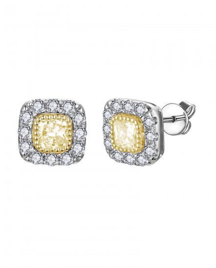 MULTI TONE CUSHION DIAMOND STUDS (TE2547)